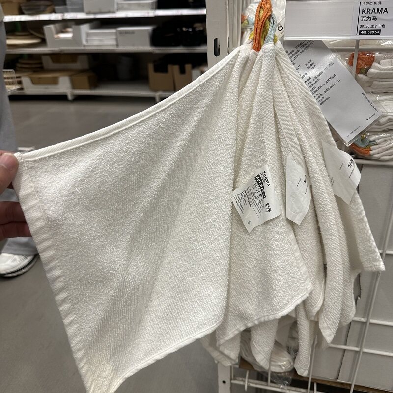 IKEA宜家克力马小方巾白色30x30厘米婴儿纯棉柔软吸水好毛巾10条
