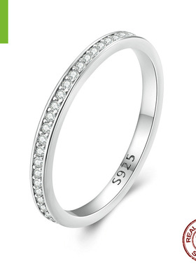 银姿韵简约百搭精致莫桑石戒指 个性通勤风s925银可叠戴戒指手饰