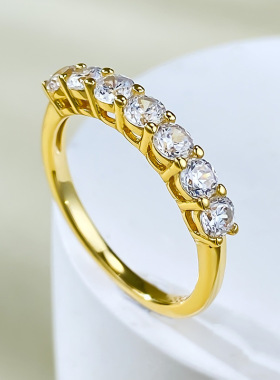 卓之凡珠宝 新款7颗钻S925银戒指镀时尚精致百搭款欧美速卖通热销