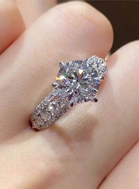 隆隆金S925银新款仿真钻石戒指10.0mm圆形白钻欧美风速卖通跨境