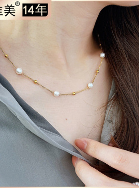 S925银天然淡水满天星珍珠项链轻奢高级感精致时尚气质锁骨颈链女