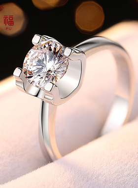 925纯银戒指托 韩版一克拉四爪光身牛头莫桑石石戒指 银工厂批发