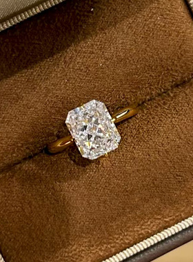 卓之凡S925银镀金新款进口高碳钻戒指8*10白色冰花切欧美跨境代发