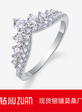 个性设计S925银戒指女 不掉色闭口指环跨境亚马逊热卖莫桑石
