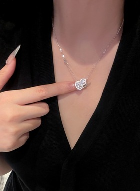 s925纯银满钻葫芦项链女配饰轻奢小众高级感百搭锁骨链情人节礼物