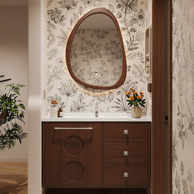 中古风橡木浴室柜陶瓷一体盆