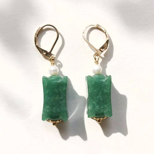 创汇期老东陵玉宫灯配珍珠包金耳环复古宫廷国风原创旗袍优芝设计