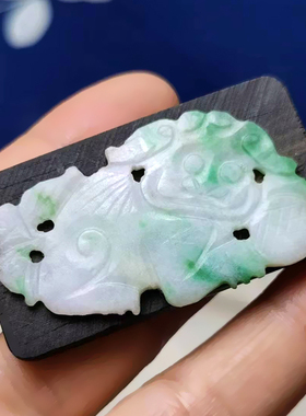 清代缅甸天然翡翠狮子滚绣球乌木大胸针宫廷复古吉祥原创优芝设计