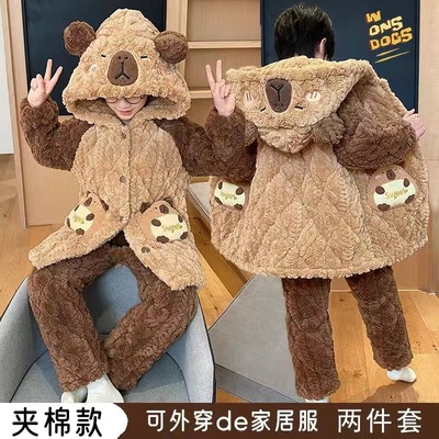 男童三层夹棉睡衣儿童冬季加厚款
