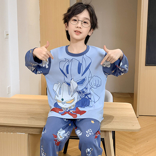 儿童小男孩家居服 a类全棉2026新款 男童奥特曼睡衣纯棉长袖 春秋季