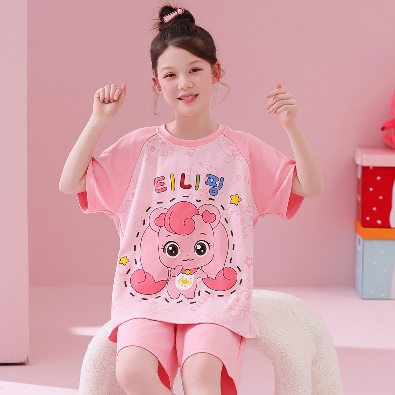 女童睡衣夏季纯棉短袖儿童小女孩图片