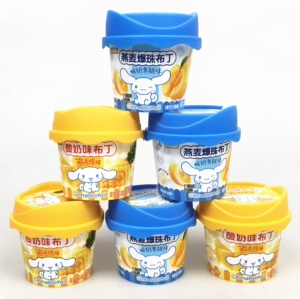 盐津铺子酸奶菠萝味布丁燕麦爆珠黄桃果粒含乳果冻儿童小零食小吃