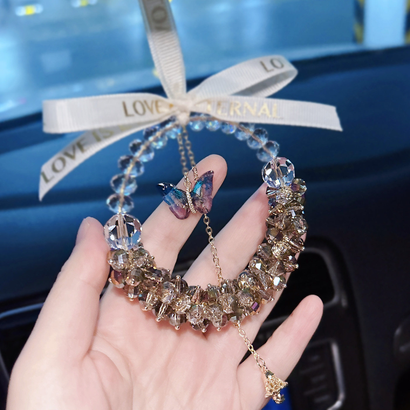 网红汽车挂件高级感蝴蝶车载后视镜水晶吊坠轻奢炫彩车内装饰品女,汽车用品/电子/清洗/改装,车挂,淘宝优惠券,粉丝福利购,淘宝优惠卷