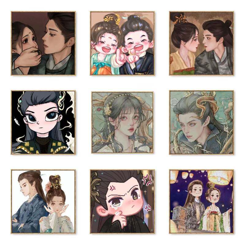 数字油画diy苍兰诀q版东方青苍小兰花填色手绘简单丙烯颜料装饰画