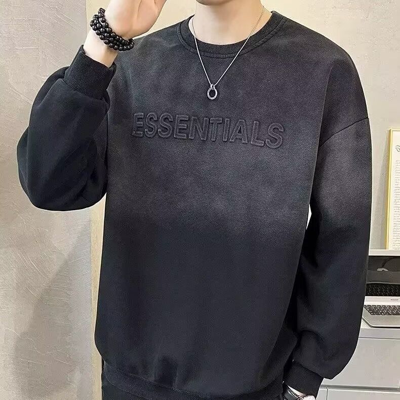 做旧立体字母卫衣男士潮流上衣