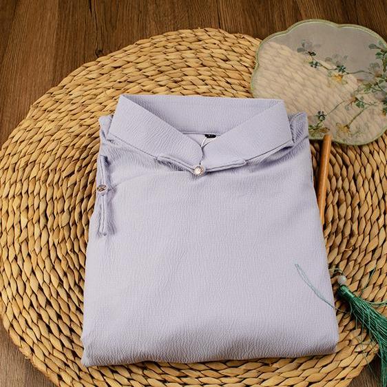 古法平裁旗袍全开襟倒大袖长袖长款日常新中式连衣裙