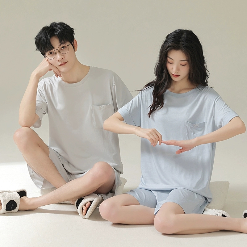 睡衣女款夏季莫代尔薄款简约短袖