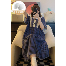 睡裙带胸垫睡衣女夏2025新款短袖云朵棉加肥大码胖mm300斤家居服