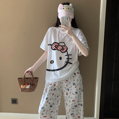 睡衣女2025新款夏季纯棉短袖长裤