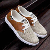 运动休闲跑步潮鞋 韩版 潮流百搭男鞋 夏季 透气网鞋 男士 帆布板鞋 网鞋