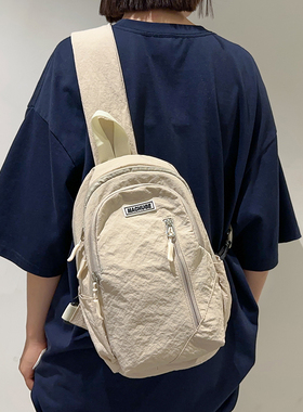 日系简约休闲胸包女潮牌运动单肩斜挎小背包女百搭ins大容量男包