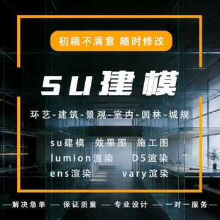 SU草图大师建模D5效果图代渲染enscape全景制作建筑景观环艺方案