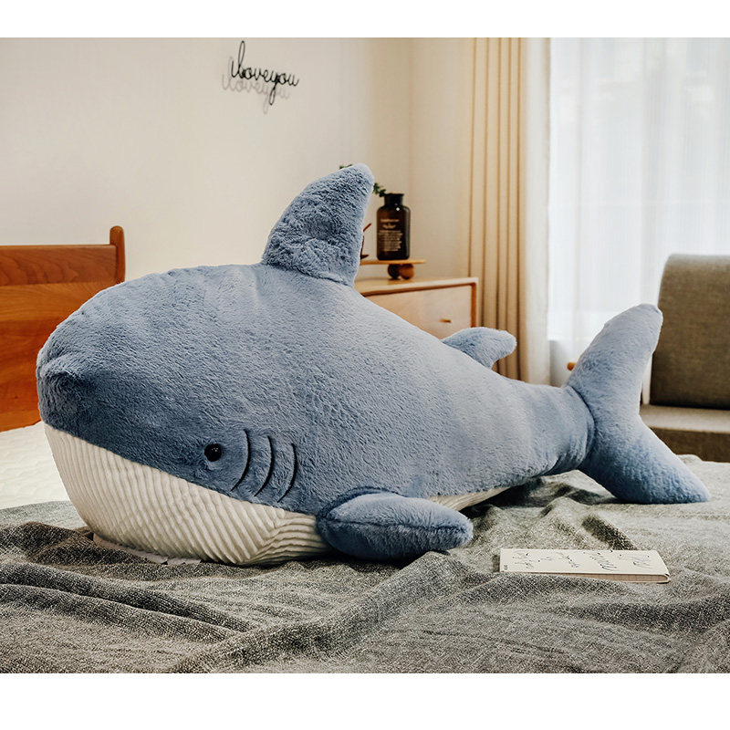 可爱网红鲨鱼毛绒玩具公仔女生床上夹腿枕睡觉抱枕儿童玩偶礼物