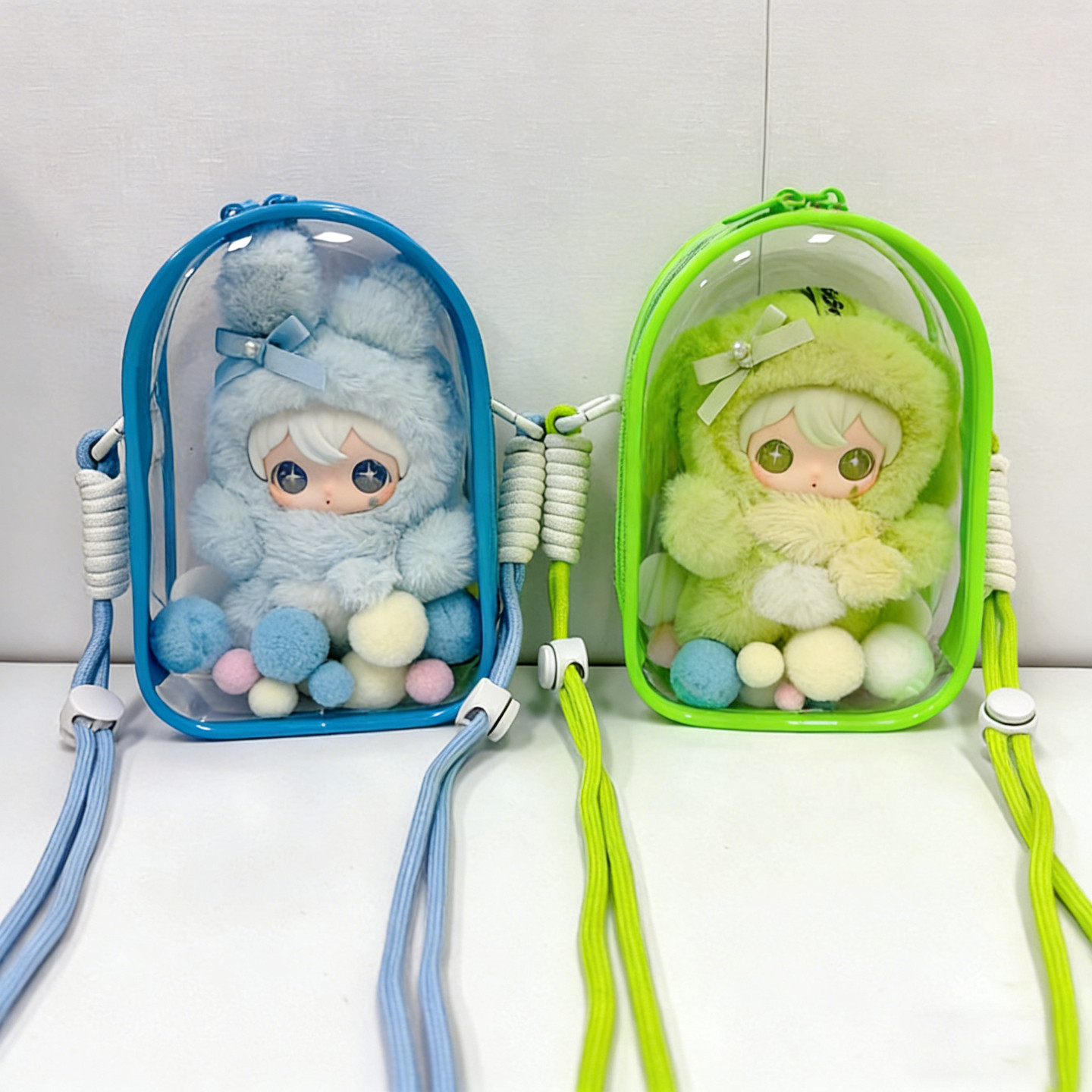 娃包15cm痛包bjd晒娃包透明外出斜挎放娃包兔闪闪毛绒谷子防尘袋