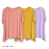 弹力休闲家居服瑜伽 宽松大码 春夏莫代尔女睡衣短袖 薄T恤圆领长袖