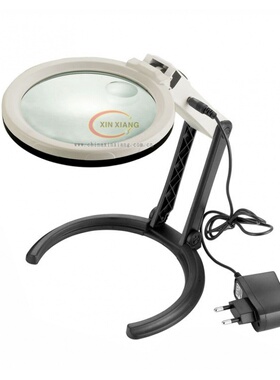 新款 折叠式带10 LED台式放大镜 支架式外接电源驾式放大镜 3B-1C