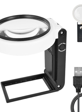 6倍25倍阅读看书古玩珠宝鉴定折叠台式放大镜8个LED验钞灯CE ROHS