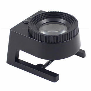 15倍锌合金带刻度尺测量3LED 折叠式布料纺织印刷制版网点放大镜