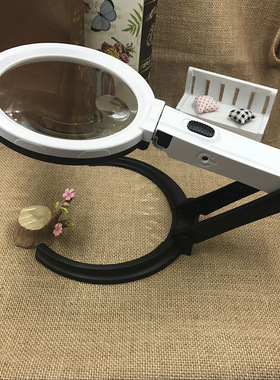 工厂120mm可折叠手持台式十LED灯阅读放大镜3B-1C亚克力镜片