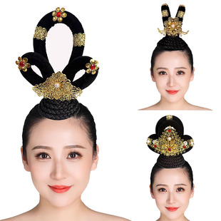 舞蹈俏头饰古典舞敦煌舞汉唐舞头饰发饰汉唐古风简约假发飞天造型