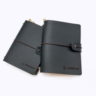 波音空客牛皮手账本日记本记事本黑色真皮笔记本手工制作旅行日记