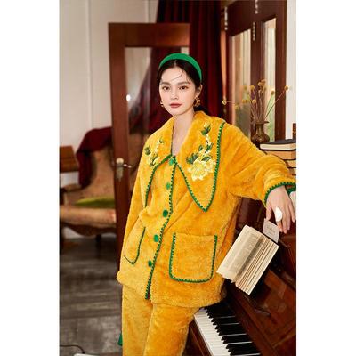 珊瑚绒加厚保暖家居服套装
