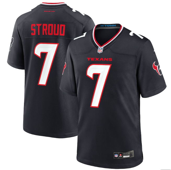 24新款橄榄球服Houston Texans德州人7号STROUD球衣比赛服刺绣