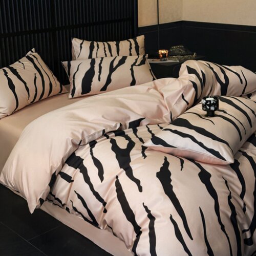 斑马纹高级感轻奢风四件套全纯棉