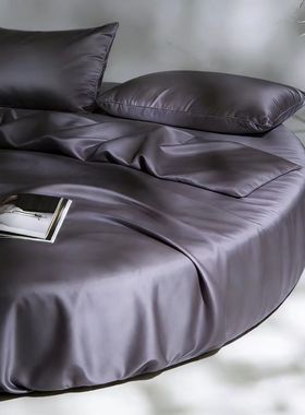 高级感灰色水洗真丝圆形床笠单件定制情趣酒店专用直径1.8m圆床罩