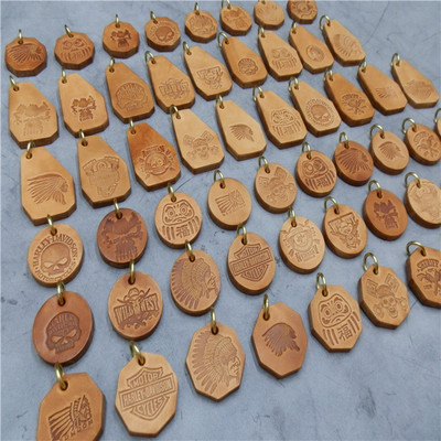 美鞍革头层牛皮手工小皮牌皮挂件