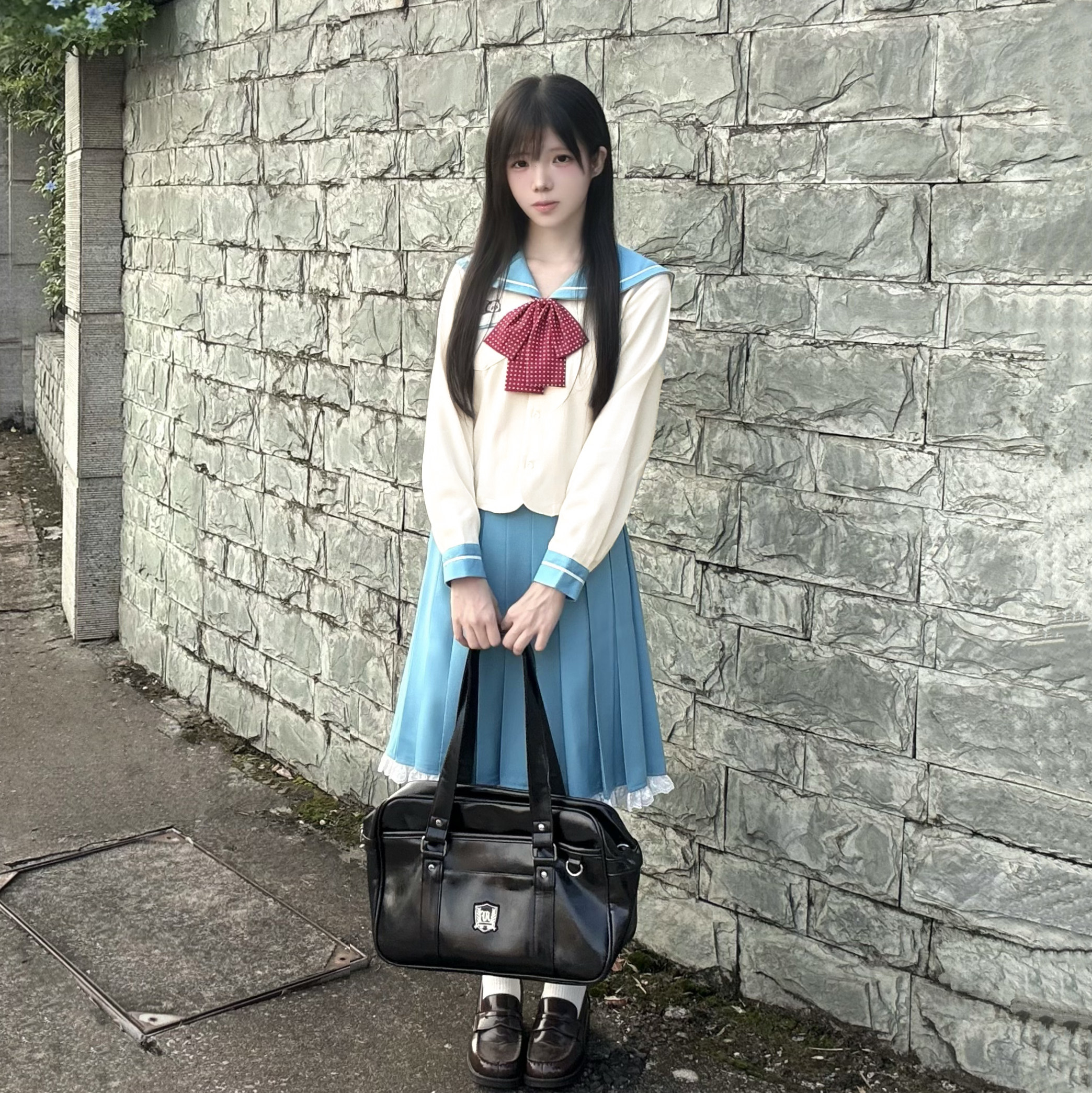 车厘子jk【春日部小葵】原创日系学院风水手服收腰上衣百褶裙套装图片