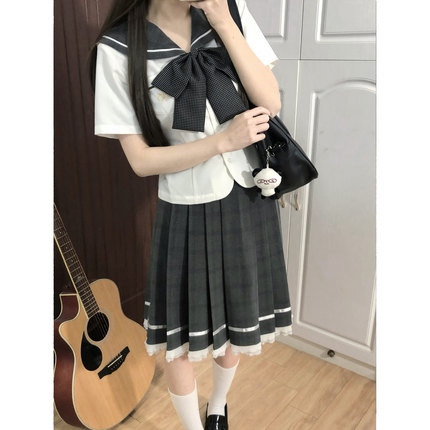 车厘子jk【小墨町】原创日系学院风水手服长短袖上衣百褶裙套装女