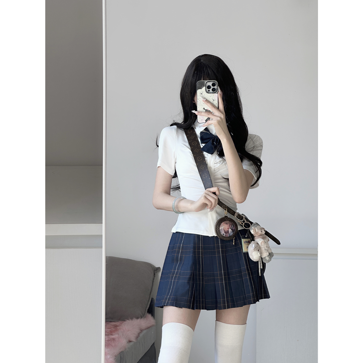 【鲸羽】日系学院风制服百褶格裙