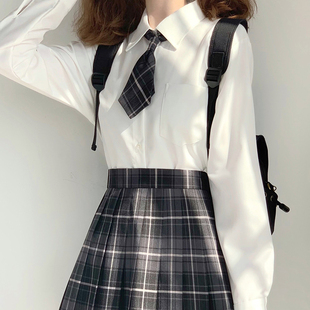 原创纯色白衬衣女 日系百搭宽松直筒短长袖 现货车厘子jk衬衫 基础款