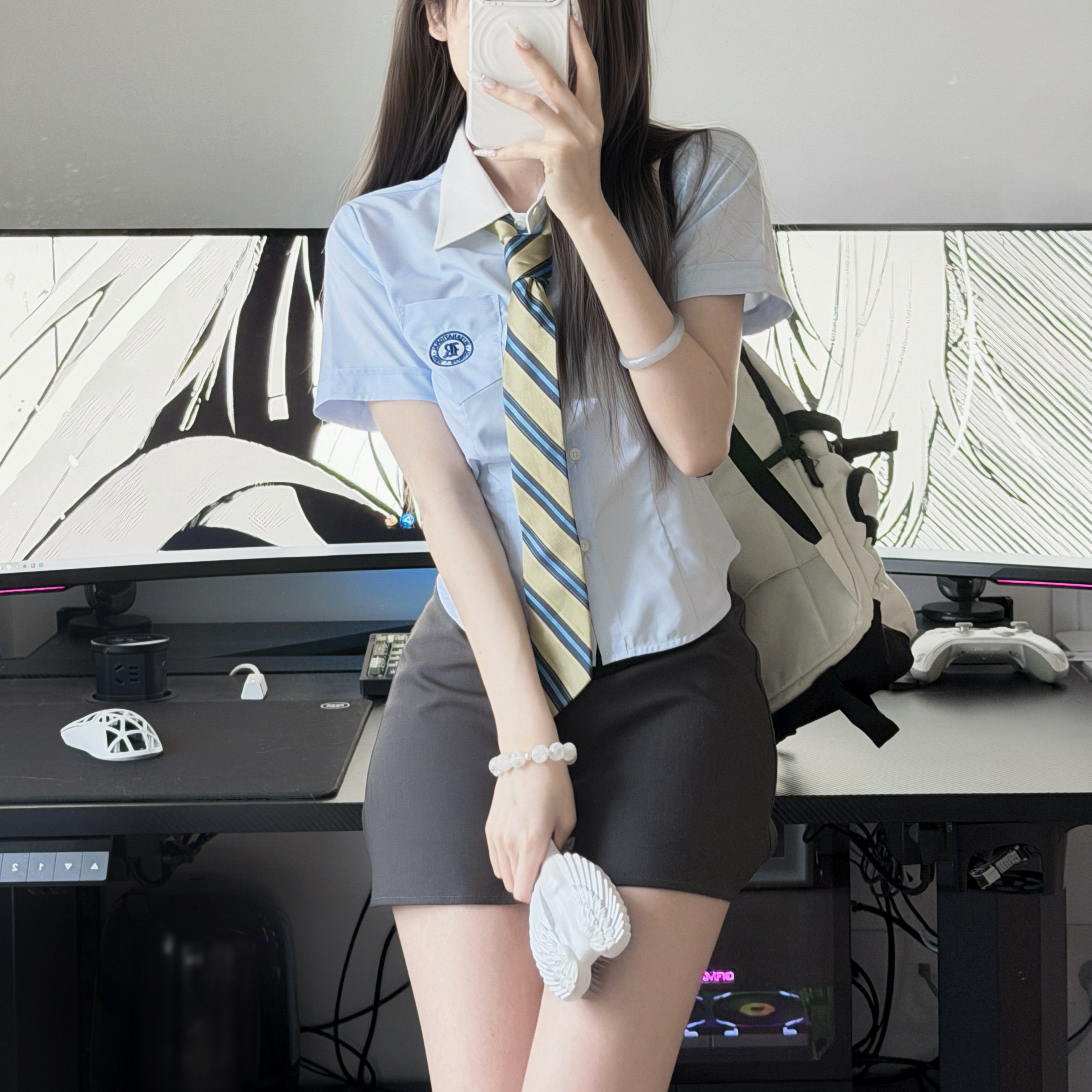 车厘子jk原创日系收腰衬衫套装
