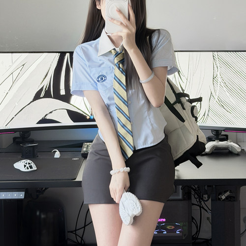 车厘子jk原创日系收腰衬衫套装