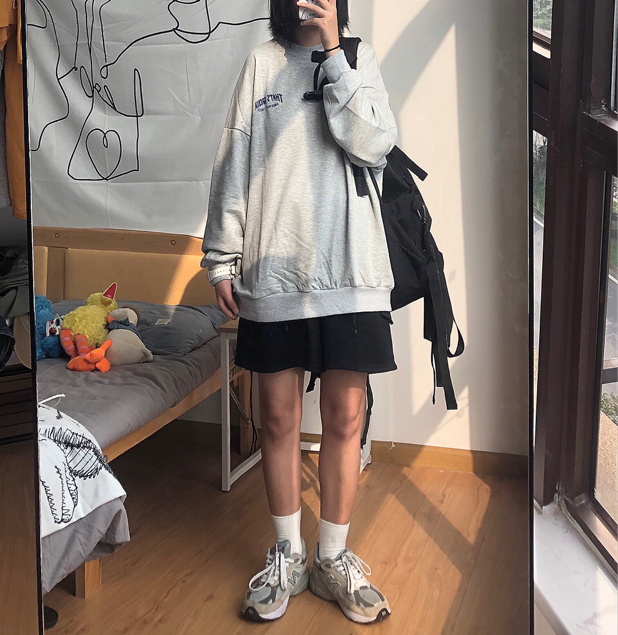 日系复古毛圈OVERSIZE圆领卫衣