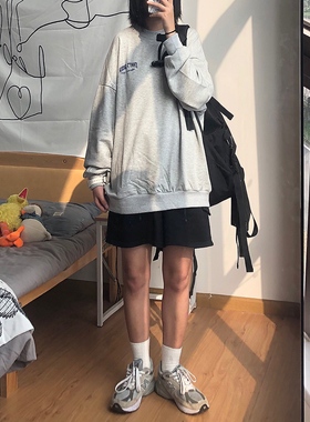 Take off咖喱人/日系复古宽松圆领卫衣毛圈oversize童趣男女