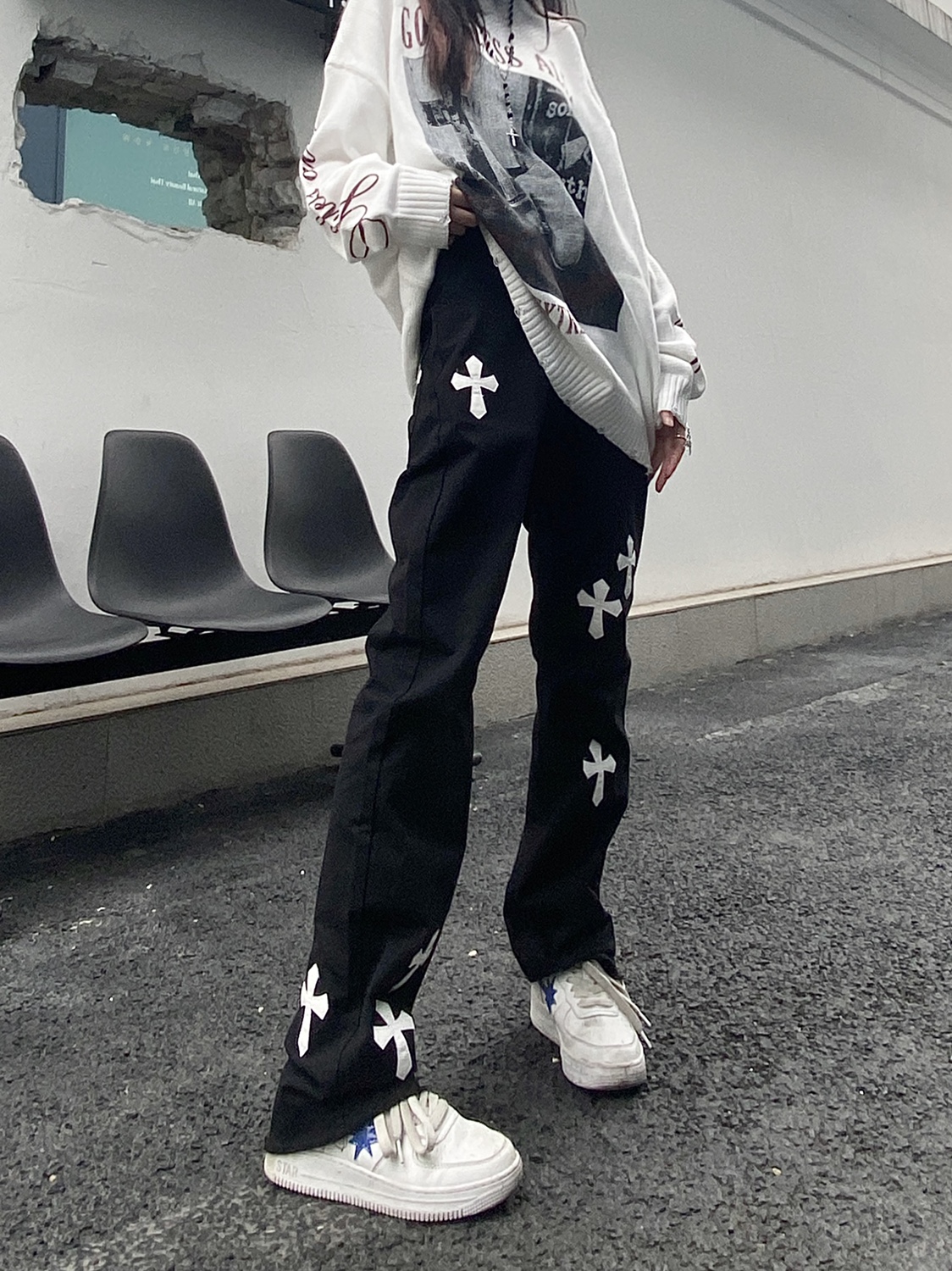 takeoff咖喱人高街美式十字架