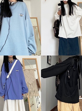 Take off咖喱人秋新款套头圆领毛圈卫衣宽松百搭雏菊刺绣bf潮街头